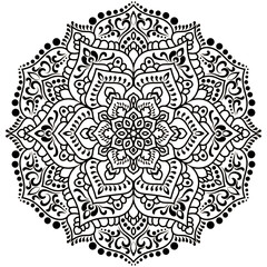Black and White  unique flower mandala.