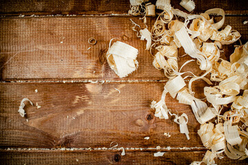 Wooden shavings on the table.