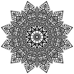Black and White  unique flower mandala.