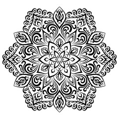 Black and White  unique flower mandala.