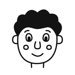 Doodle portrait young man. Hand drawn person avatar. Isolated vector illustration.