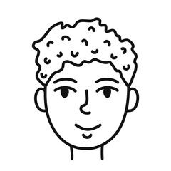 Cute hand drawn man face portrait. Person avatar for social media. Simple isolated vector illustration in doodle style.