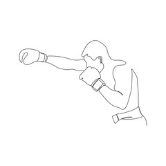 Sporty man boxer. One line art. Boxer or fighter make a beat punch with hand. Sport concept. Vector illustration.