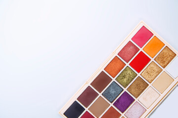 Eye shadow palette. Cosmetic product on white background.