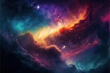 Stunning Abstract Outer Space Nebula Galaxy Background - Generative AI 