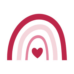 Cute pink boho style abstract rainbow.