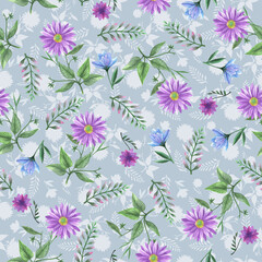 Watercolor flower repeat pattern