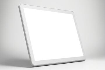 Tablet computer with blank screen on gray background. Based on Generative AI