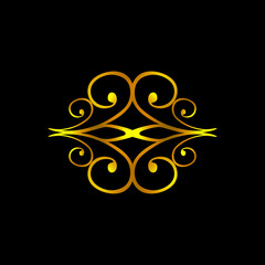 Elegant Gold Logo on black Background. Ornamental logo design. vector illustration