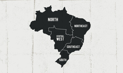 Brazil map. Poster map of Brazil. Brazil with state names. Vector illustration