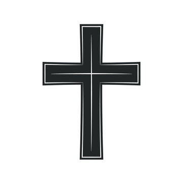 Christian icon. Vintage Christian Cross icon isolated on white background. Vector illustration