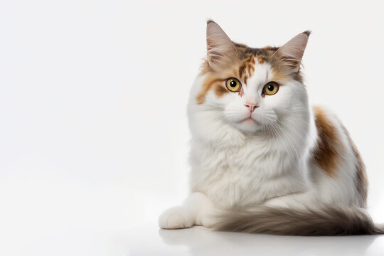 Isolated Cat in white background, pet portait, Generative AI