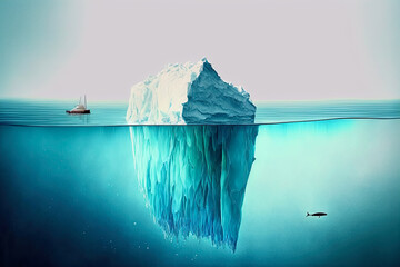 Tip of the iceberg. Business concept. generative ai. Iceberg. Success business metaphor. Watercolor painting