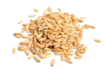 Oats grains without without husk isolated on white background