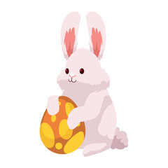 yellow spring egg with rabbit