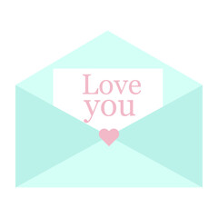Envelope letter. Love you. Vector illustration