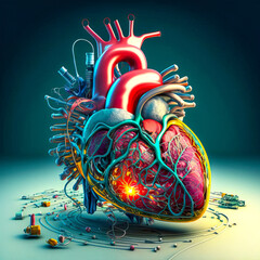 Herz mit künstlichem Antrieb, ki generated - obrazy, fototapety, plakaty