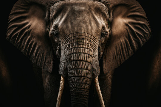 African elephant portrait with long ears, in natural habitat, generative ai