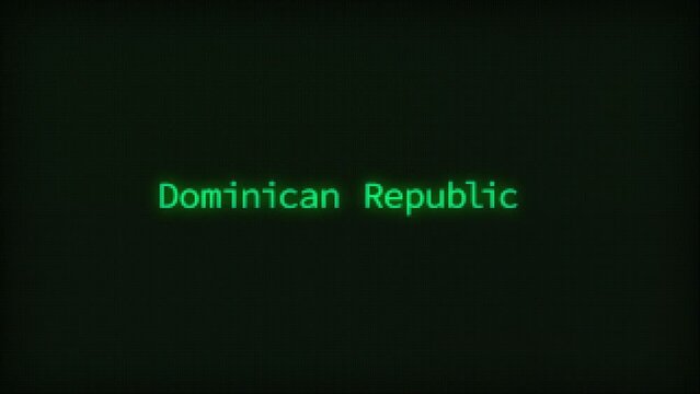 Retro Computer Coding Text Animation Typing Dominican Republic, CRT Monitor Style
