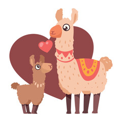 Obraz premium mother llama and son