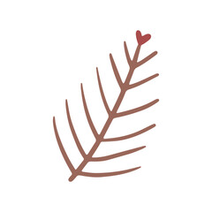 Christmas tree vector branch, holiday decoration, and winter symbols are isolated on white background.