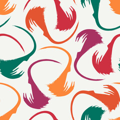 Paint brush ethnic ornament. Seamless pattern. Embroidery background. Hand drawn tribal wallpaper. Ethnical image. Tribe motif. Ancient mosaic. Digital paper. Web design. Textile print. Vector work