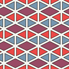 Contemporary geometric pattern. Repeated triangles ornament. Modern geo abstract background. Seamless surface design. Mosaic wallpaper. Digital paper, textile print. Vector illustration
