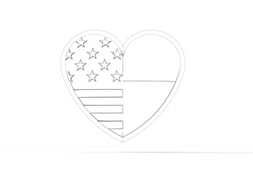 3d illustration of assembly heart flag badge isolated