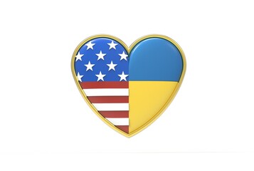 3d illustration of assembly heart flag badge isolated
