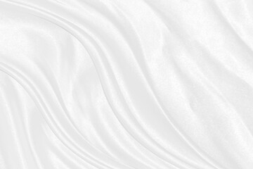 Obraz na płótnie Canvas Smooth elegant white silk or satin luxury cloth texture can use as wedding background. Luxurious background design
