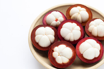 Mangosteen on white background.