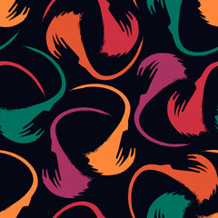 Paint brush ethnic ornament. Seamless pattern. Embroidery background. Hand drawn tribal wallpaper. Ethnical image. Tribe motif. Ancient mosaic. Digital paper. Web design. Textile print. Vector art