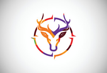 Low poly hunting logo design template,Hunting club, Deer head logo