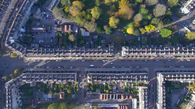 Amazing aerial view near Pulteney Bridge, famous travel destination, Bath, United Kingdom