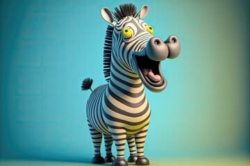 Generative AI Cute 3D Cartoon zebra character