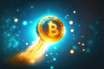 Generative AI bitcoin taking off up with fire like a rocket to the moon