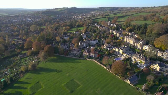 Amazing aerial view near Royal Victoria Park, famous travel destination, Bath, United Kingdom