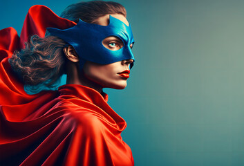 Super hero woman wearing a mask. Generative ai