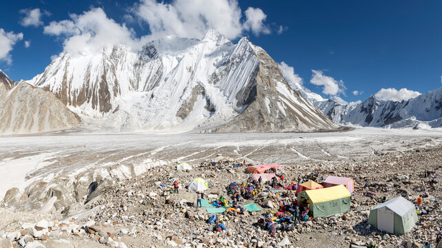 Chogolisa group mountain range seen from Ali camp, Gondogoro La trek, Vigne Glacier, Pakistan