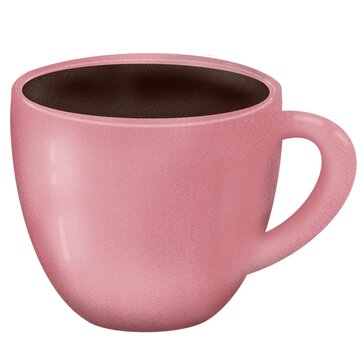 pink cup of coffee illustration. a cup of espresso, americano, dopio. illustration isolated on white background