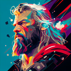 Thor, god of thunder, hero of mythology, illustration