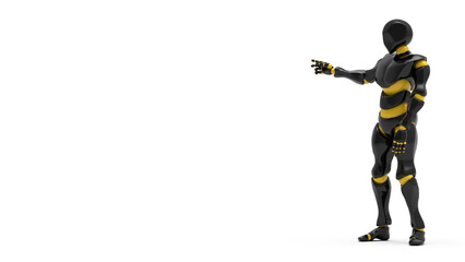 Detailed appearance of the white-blue AI robot under white background. Concept 3D CG of automatic operation, optimization and block chain. PNG file format.