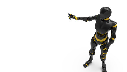 Detailed appearance of the white-blue AI robot under white background. Concept 3D CG of automatic operation, optimization and block chain. PNG file format.