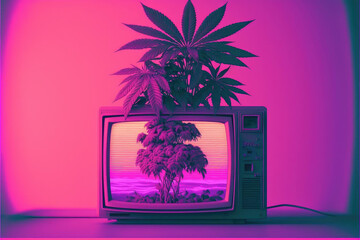 Vaporwave Marijuana -AI Generated