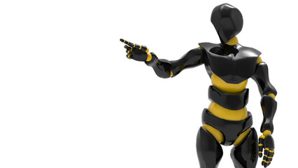 Detailed appearance of the white-blue AI robot under white background. Concept 3D CG of automatic operation, optimization and block chain. PNG file format.