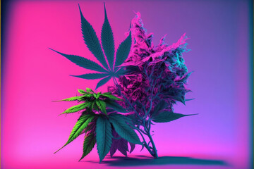 Vaporwave Marijuana -AI Generated