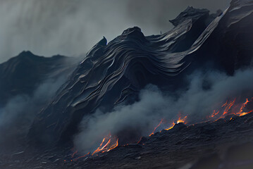 Volcanoes erupting lava