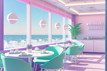 Fototapeta premium interior of restaurant,Dream color cafe