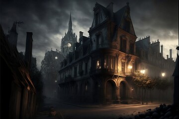 Fototapeta premium gothic cathedral at night (AI)