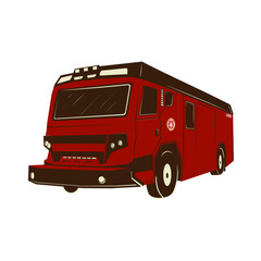 Electric Fire Truck Vector Illustration